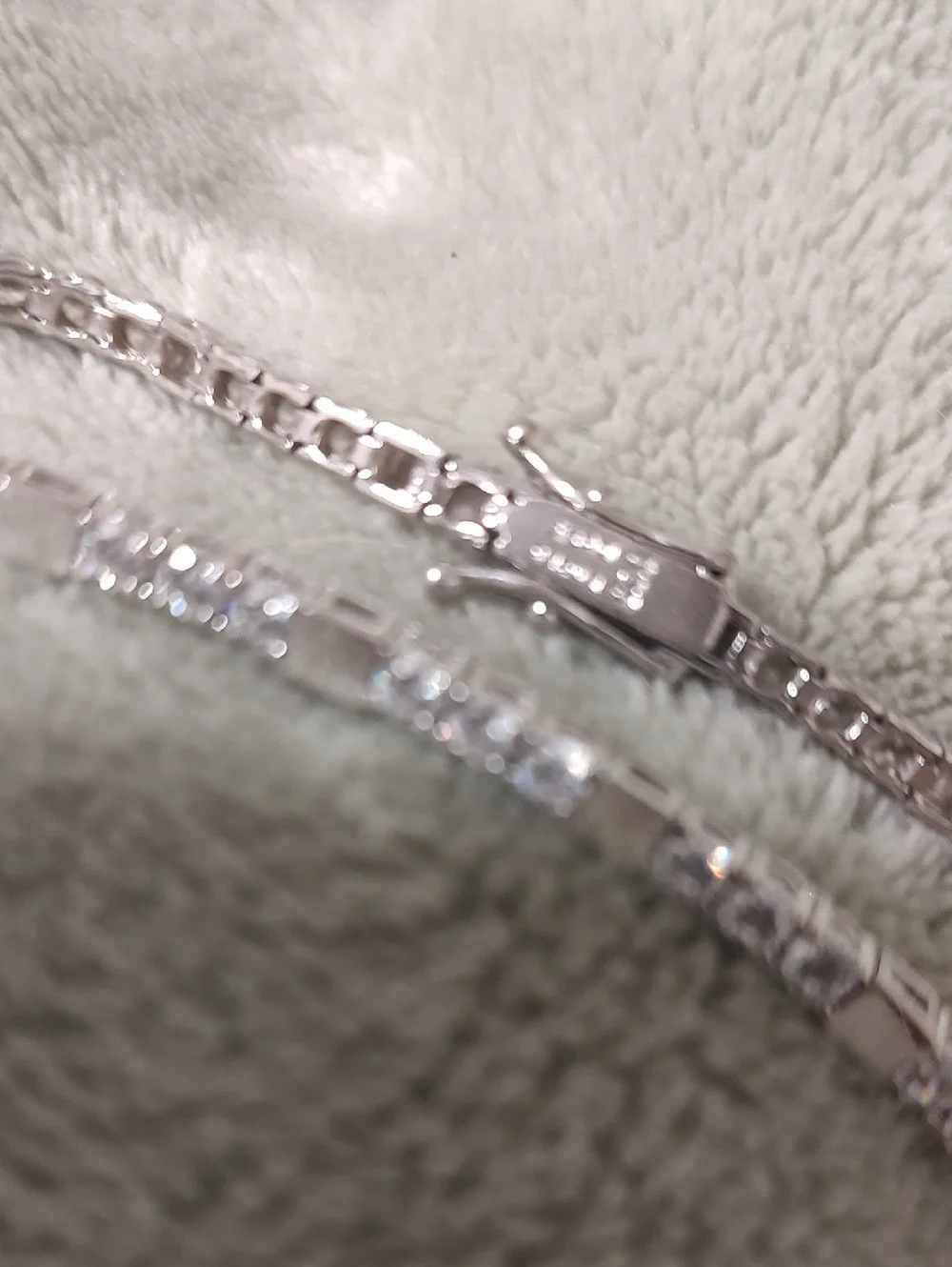 Sterling Silver Bracelet with Clear Bright CZ White Stones